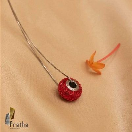 Red Ring Pendant With Chain-0