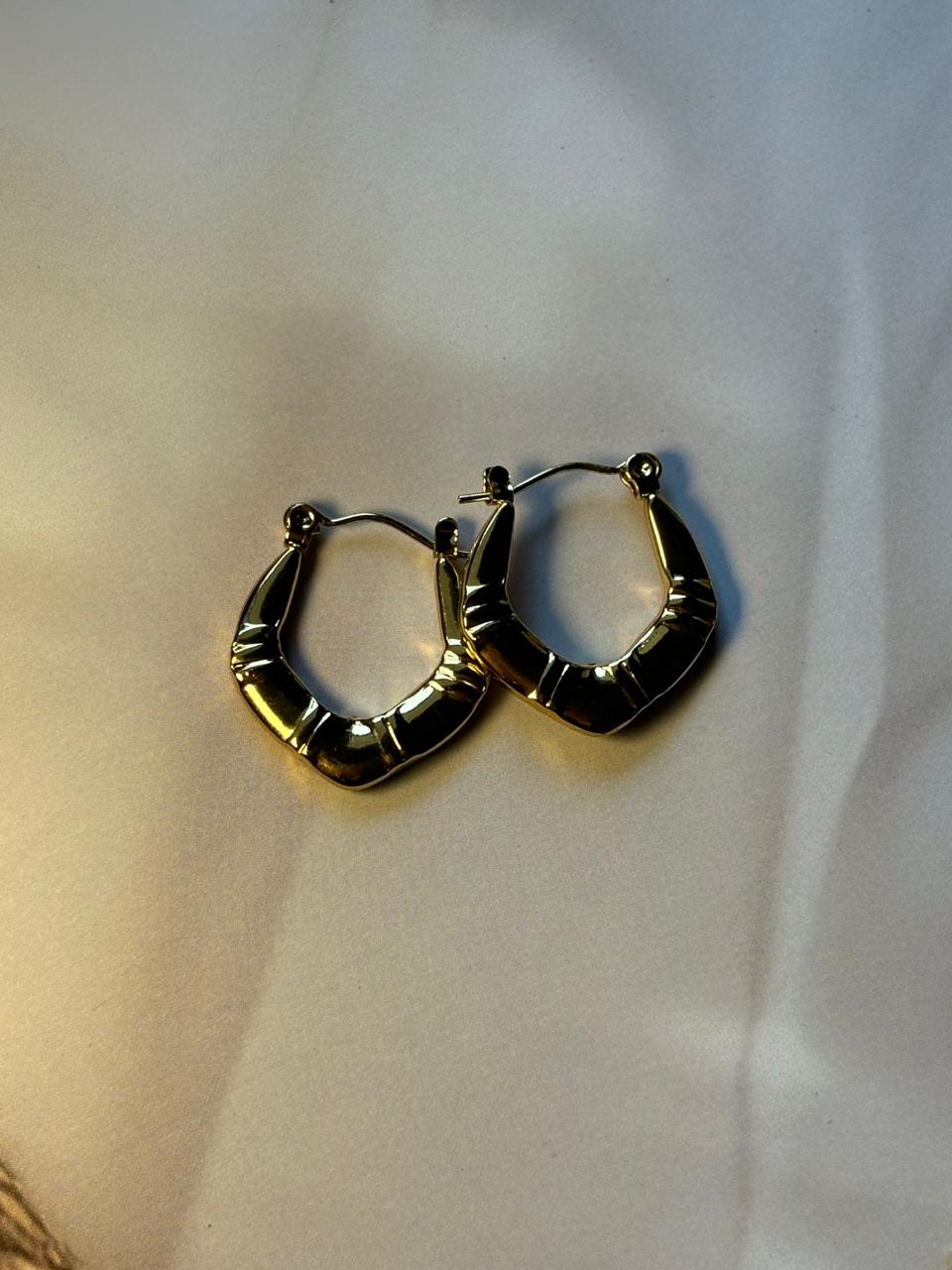 Chunky Gold Bamboo Style Hoop Earrings - Bold & Modern Geometric Huggies