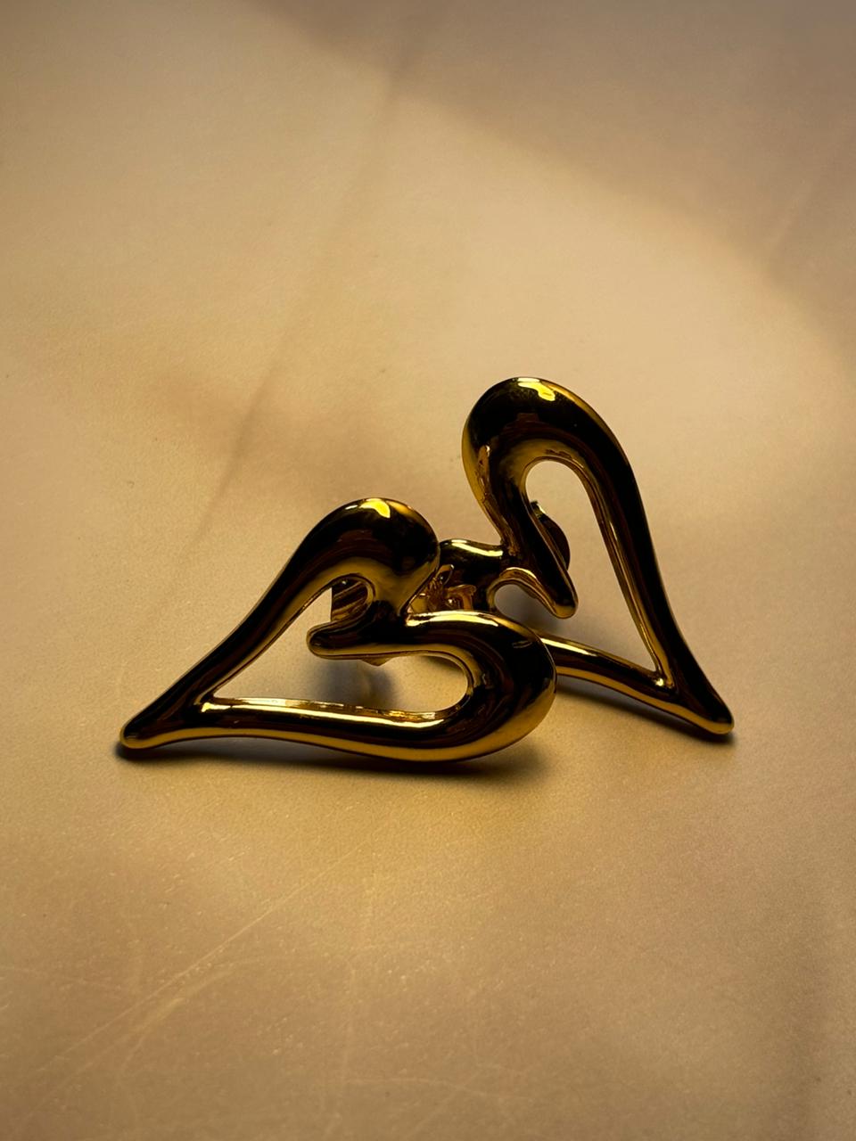 Chunky Gold Textured Heart Hoop Earrings - Bold Vintage-Style Huggies