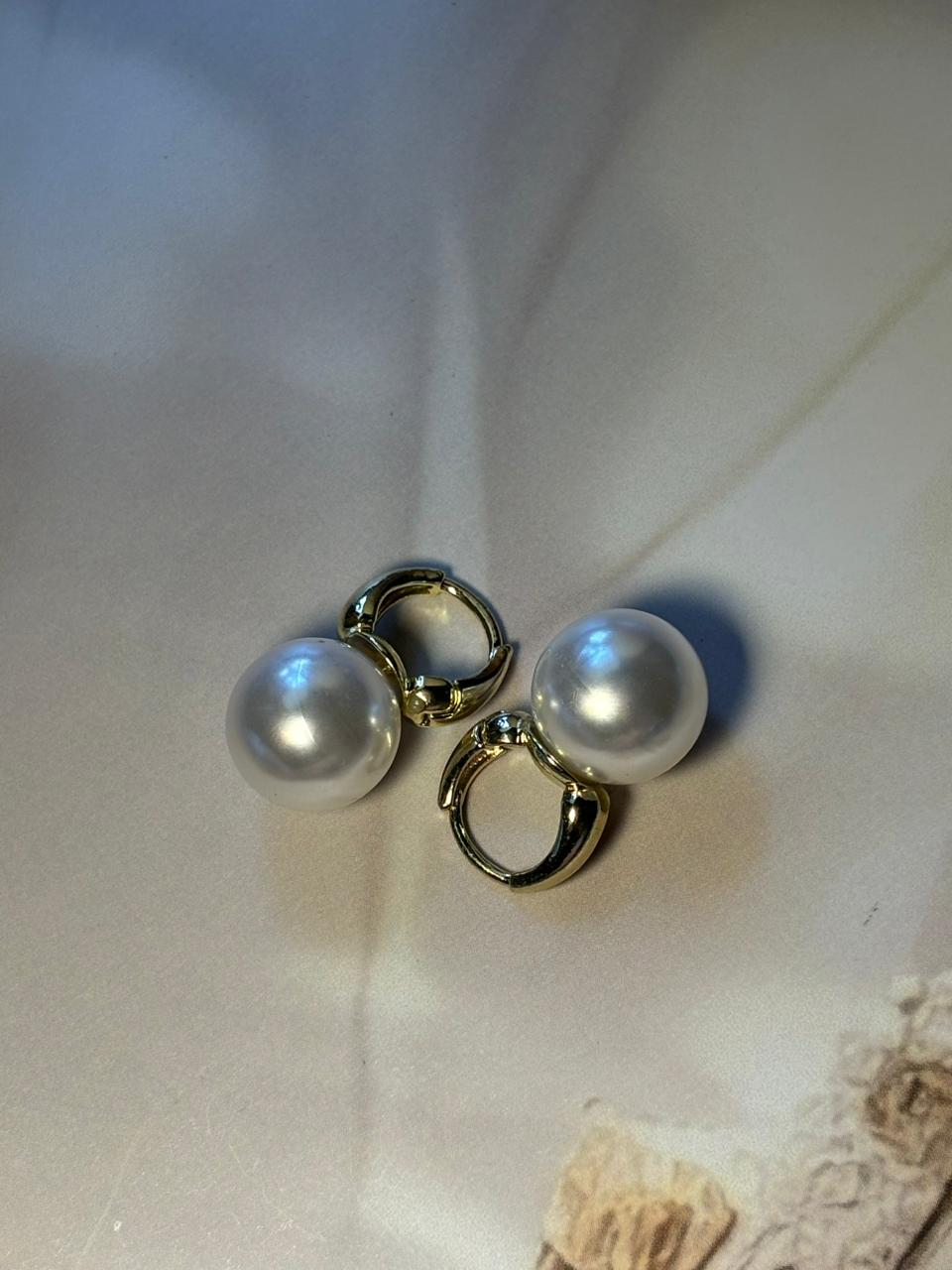 Classic Pearl Drop Hoop Earrings – Gold Plated Stainless Steel✨