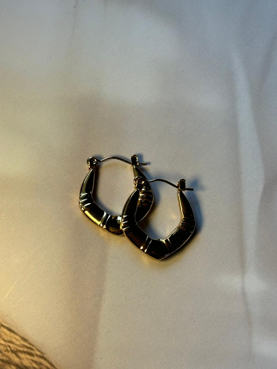 Chunky Gold Bamboo Style Hoop Earrings - Bold & Modern Geometric Huggies
